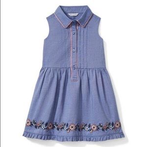 Janie and Jack Embroidered Floral Border Dress in Chambray